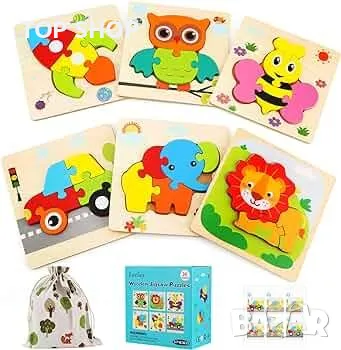 Монтесори- комплект от 6 дървени образователни пъзела, снимка 5 - Игри и пъзели - 48648227