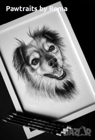 Ръчно рисуван портрет на домашен любимец, снимка 2 - Картини - 38707277