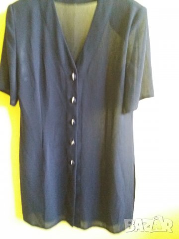 Дамска лятна риза туника с къс ръкав тъмносиня размер М-Л, снимка 4 - Туники - 33214955