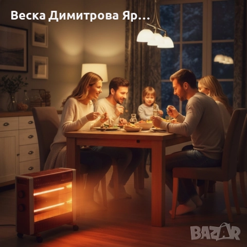 Кварцов отоплител 1500W с 2 степени и мобилни колелца – бързо и безопасно затопляне, снимка 3 - Отоплителни печки - 52574013