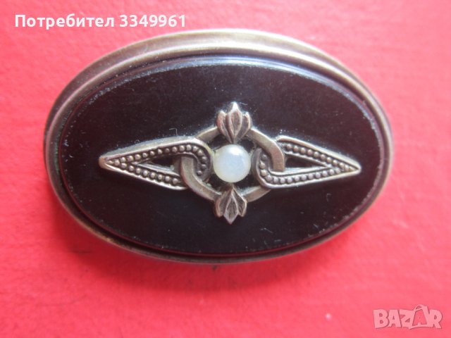 Уникална руска позлатена сребърна брошка с камък 875, снимка 2 - Други - 36769203