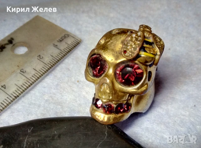 СТАР НЕО ГОТИК СТИЛ ПОЗЛАТЕН МЕДЕН ПРЪСТЕН ИНКРУСТИРАН с КАМЪНИ АМЕТИСТ и ЕМАЙЛ 40404