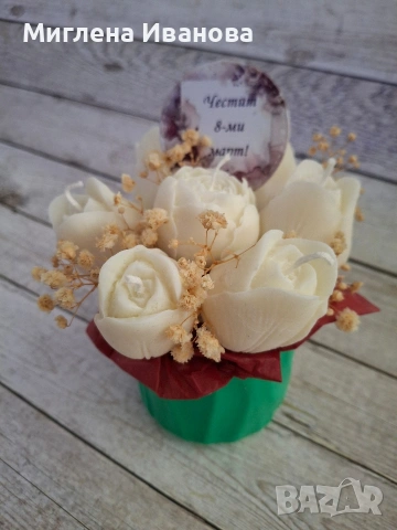 букет от ароматни соеви свещи , снимка 3 - Декорация за дома - 53600915