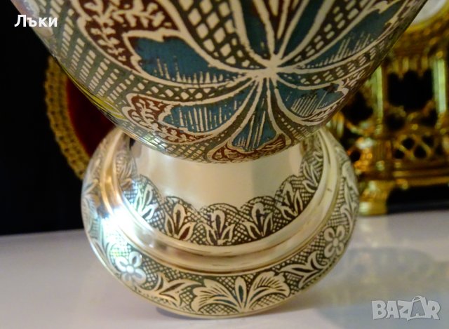 Бронзова ваза 36 см.,клетъчен емайл. , снимка 9 - Вази - 37654544