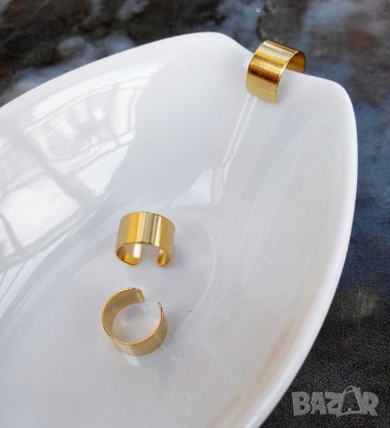 Унисекс обеца маншет -- 24-каратово златно покритие, снимка 6 - Обеци - 40005984