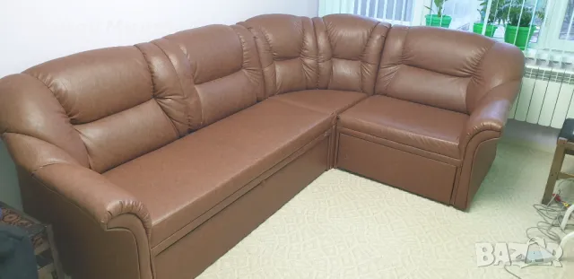 Кожен ъглов диван, снимка 2 - Дивани и мека мебел - 48451563