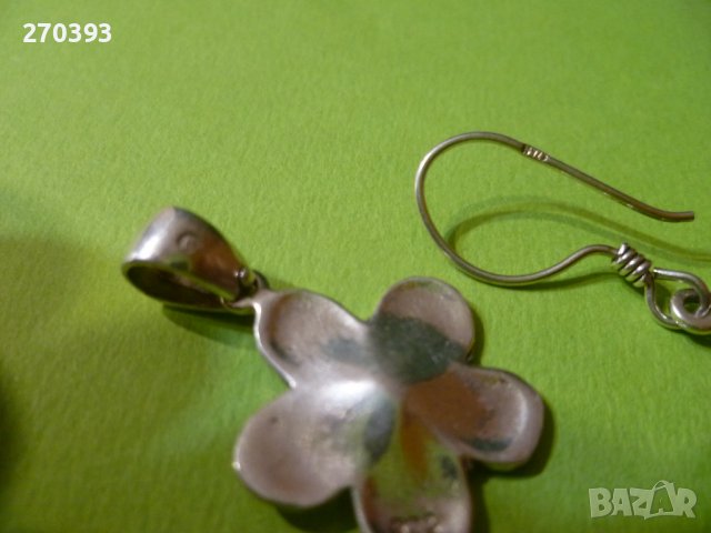 Сребърен комплект - обеци и висулка, снимка 5 - Бижутерийни комплекти - 36703038