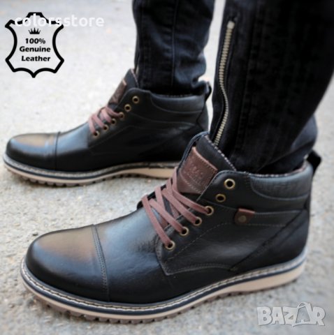 Мъжки боти - черна ЕСТЕСТВЕНА кожа - 2885, снимка 3 - Мъжки боти - 39400093