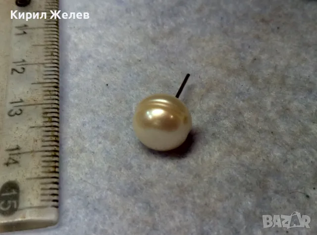 БЯЛА НАТУРАЛНА ПЕРЛА РЕТРО АРТ ОБЕЦА с ЩИФТ от БРОНЗ с ПОСРЕБРЯВАНЕ 48238, снимка 5 - Обеци - 49757529