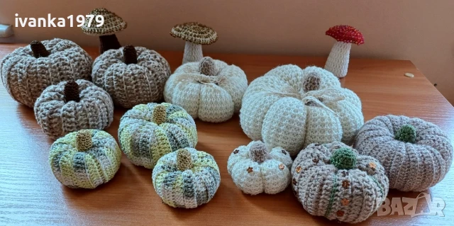 Декорация плетени тикви и гъбки, снимка 9 - Декорация за дома - 42290950