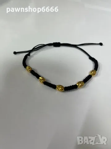 Гривна с конец и златни елементи 14 карата, снимка 2 - Гривни - 49449952