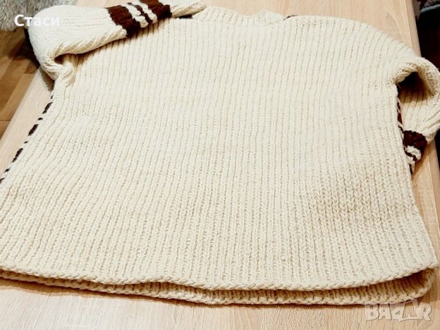 Пролетно намаление на21лв-УНИСЕКС,Ръчно плетен пуловер-100%истинска вълна, снимка 3 - Блузи с дълъг ръкав и пуловери - 39641102