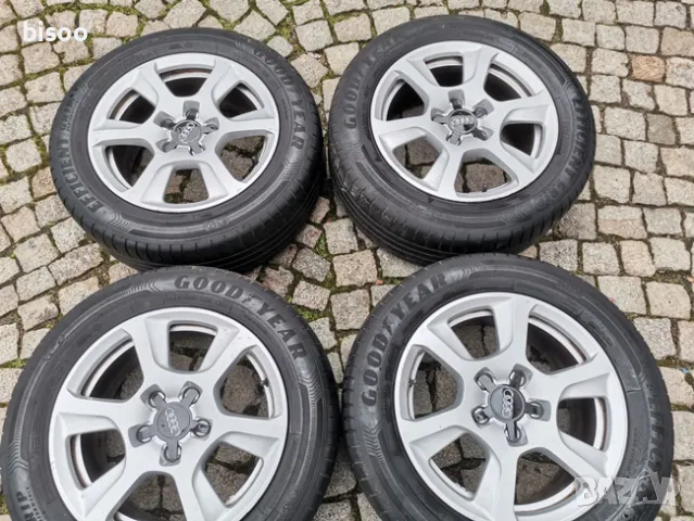 4бр ОРИГИНАЛНИ НЕМСКИ ЛЕТИ Audi джанти 5Х112, 16" с гуми GOODYEAR EFFICIENT GRIP 225/55/16
