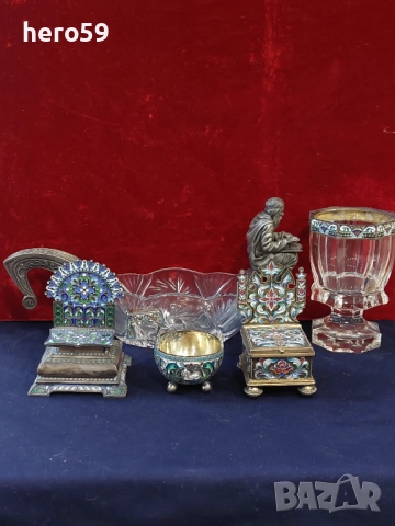  Царска русия!лот от среърни 84 артикули-сребро, кристал, емайл,цени 2500-6000 евро/сребърна чаша/