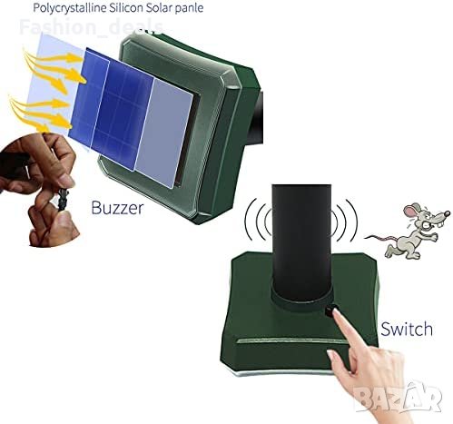 Нови 2 броя Ултразвуков слънчев соларен репелент срещу къртици гризачи, снимка 4 - Други стоки за дома - 40380585