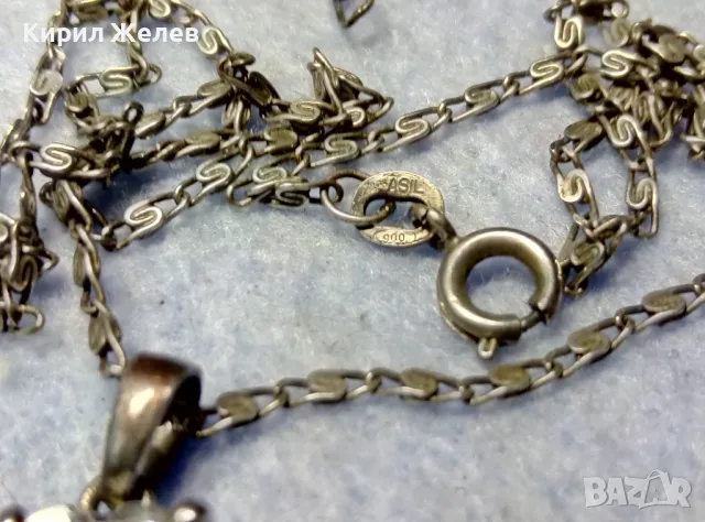 НЕЖЕН СРЕБЪРЕН ПЕНДАНТ с КУБИЧЕН ЦИРКОН ФИАНИТ и СТАРИННА СРЕБЪРНА ВЕРИЖКА СРЕБРО 900 ALIS 39960, снимка 6 - Колиета, медальони, синджири - 50056707