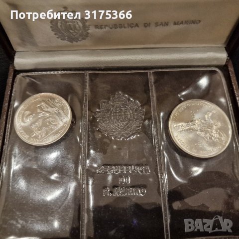Комплект сребърни монети Рафаело Сан Марино 500 и 1000 лири 1983 сертификат , снимка 2 - Нумизматика и бонистика - 43791379
