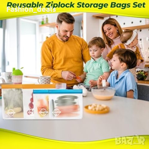 Нов комплект от 20 броя Торбички за многократна употреба с цип - Непропускливи, снимка 6 - Други стоки за дома - 42937234