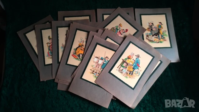 Рекламни изображения на фармацевтична компания LA TOURAINE от 1930 г., FLUDIOSE, върху хартиена подл