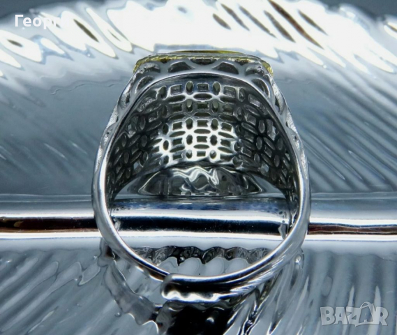 Масивен сребърен пръстен с Балтийски кехлибар и запазен в него паяк., снимка 6 - Пръстени - 36486101