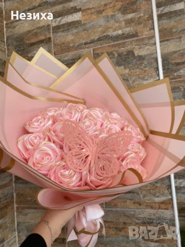 Букет от вечни рози , снимка 4 - Изкуствени цветя - 48077649