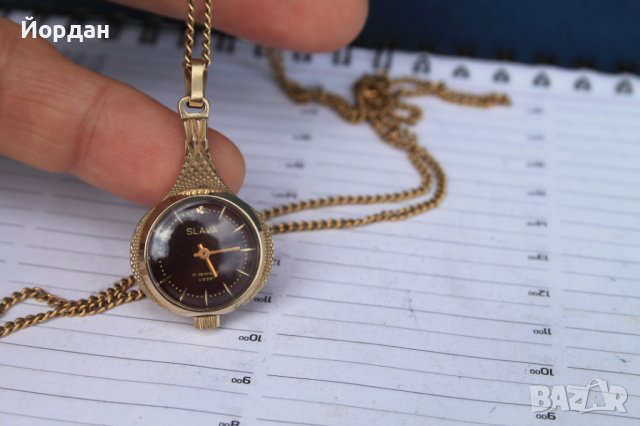 СССР часовник ''Слава'' медальон 17 камъка , снимка 2 - Антикварни и старинни предмети - 40725007