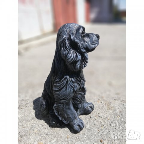 Фигура - статуя от бетон на куче Кокер Шпаньол - патирана в черен и бял цвят, снимка 14 - Градински мебели, декорация  - 32447390