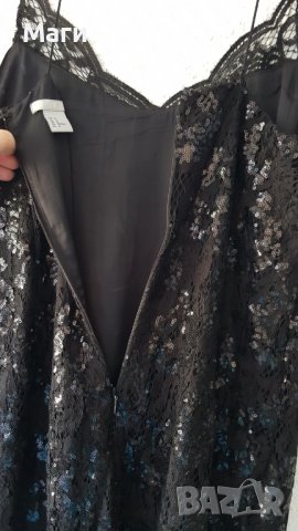 Дамска рокля H&M с дантела и паети размер ХЛ, снимка 4 - Рокли - 37545422