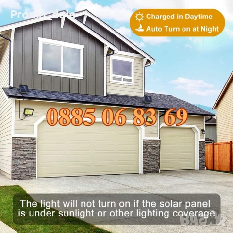 Соларна LED лампа с отделен соларен панел с кабел 5 м/соларен прожектор, снимка 4 - Соларни лампи - 50727842