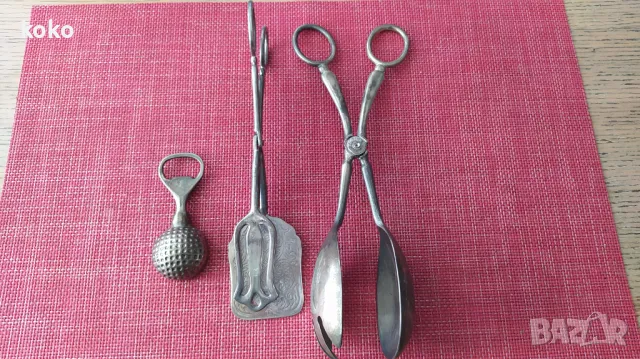 Автентични посребрени лъжица щипка отварачка , снимка 3 - Антикварни и старинни предмети - 47497981