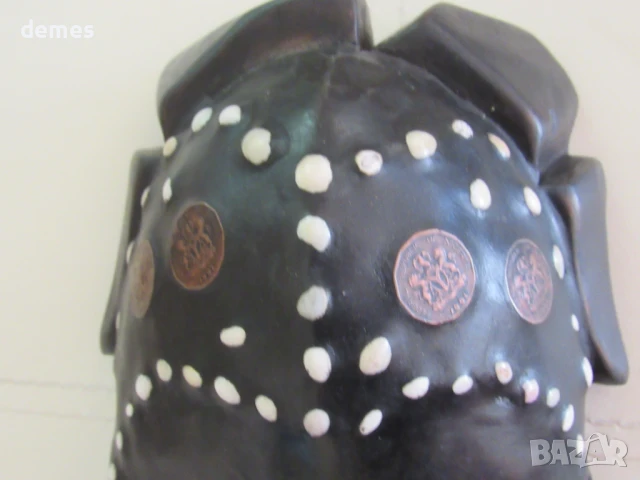 Африканска маска с медни инкрустации-голяма, снимка 5 - Антикварни и старинни предмети - 50887562