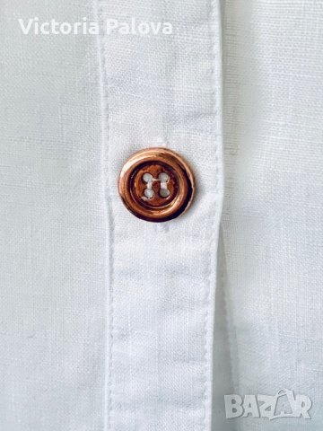 Ленена бяла бутикова риза/блуза/туника ABBA, снимка 7 - Ризи - 38907273