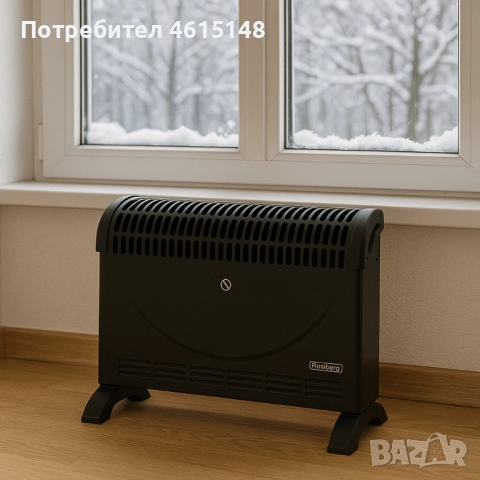 Конвекторен отоплител Rosberg – 2000W, 3 степени, с вентилатор, защита от прегряване, черен, снимка 5 - Други - 51985287