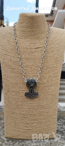 Мъжко колие Чукът на Тор. От благородна стомана. Бижута Луди гъби. Идея за подарък.