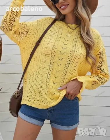 Дамски пуловер с дълъг ръкав с изрязани венчелистчета, 8цвята , снимка 7 - Блузи с дълъг ръкав и пуловери - 39343439