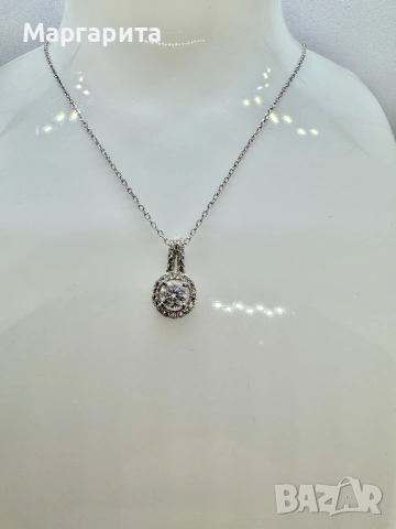 Сребърно колие с мойсанит (диамант) 0.5 карата