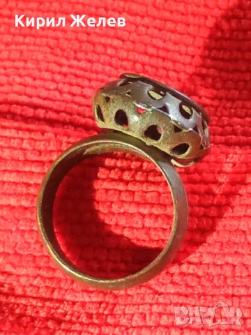 СТАР РЯДЪК МЕДЕН ПРЪСТЕН ПЕЧАТ с ОСМАНСКА ТУГРА и НАДПИСИ ОТВЪТРЕ РЪЧНА ИЗРАБОТКА 22595, снимка 2 - Антикварни и старинни предмети - 33045273