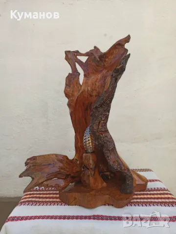 Дървена настолна лампа, снимка 5 - Настолни лампи - 49689027