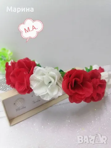 Красива диадема в червено и бяло, снимка 4 - Аксесоари за коса - 49975984