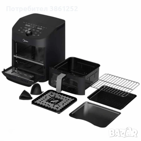 Еър Фрайър 2 в 1 - 11L - Midea MAD1100DADK - С две зони за готвене, 10 програми и 360° , снимка 4 - Фритюрници - 53291403