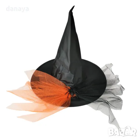 5219 Хелоуин шапка Магьосник с паяк и дантела, снимка 2 - Шапки - 47321091
