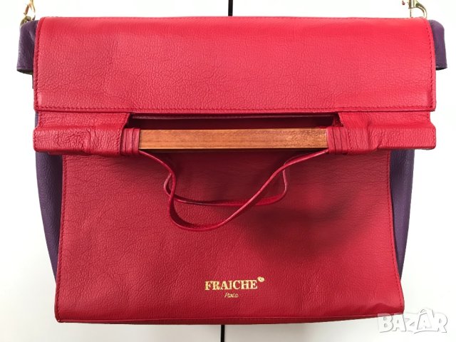 Дамска чанта корал червена и лилаво ретро стил дълга дръжка , снимка 15 - Чанти - 40397251