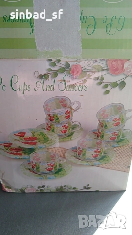 Комплект 6 прозрачни термочаши и чинийки, снимка 4 - Сервизи - 52837288