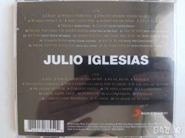 Julio Iglesias - оригинален двоен диск CD1 + CD2, снимка 2 - CD дискове - 53531551