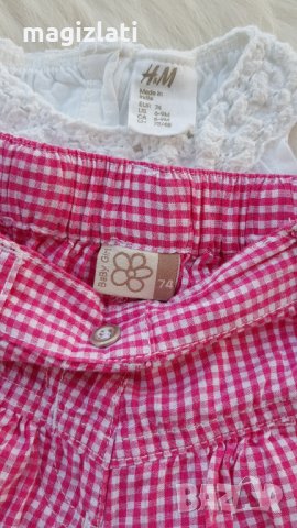 Туника H&M и къси панталони 6-9 месеца, снимка 3 - Комплекти за бебе - 32539511