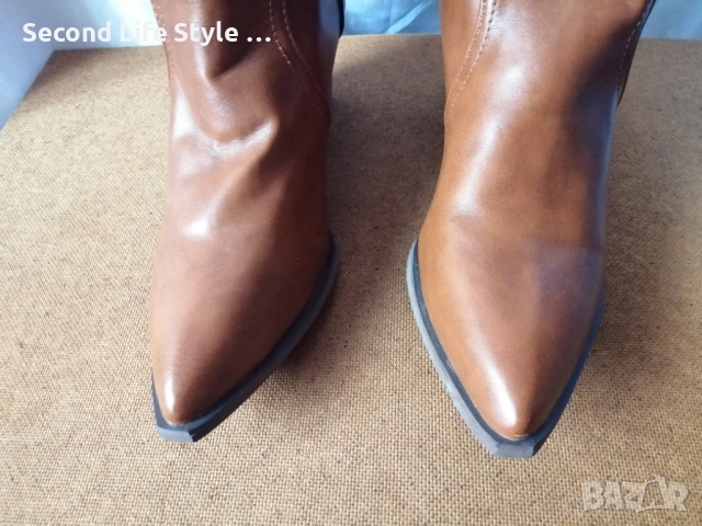 № 40 дамски кожени боти в каубойски стил в кафяв цвят, снимка 6 - Дамски боти - 53355007