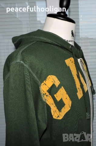 Gant Mens Green Hoodie Full Zip Size L - мъжки суичър с качулка, снимка 7 - Суичъри - 52430235