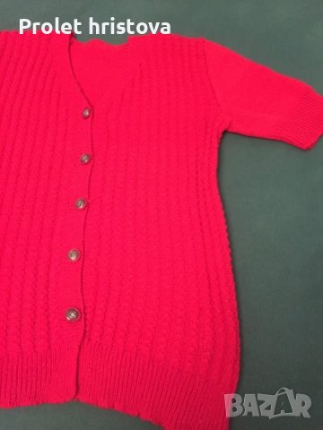 Червена жилетка, ръчно плетена, снимка 1 - Жилетки - 38202362