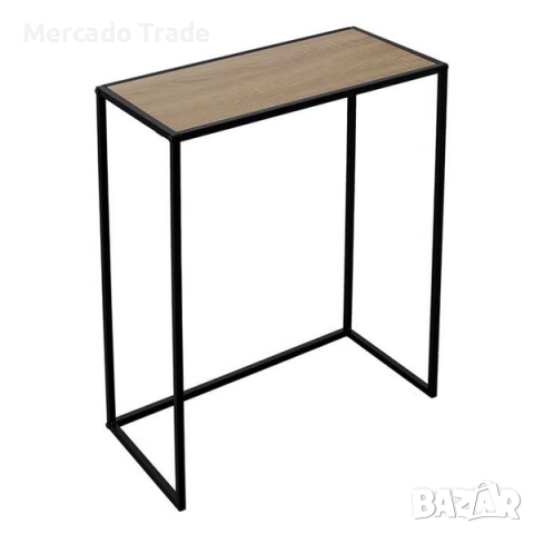 Декоративна помощна масичка Mercado Trade, Метал-Дърво, Кафяв-Черен