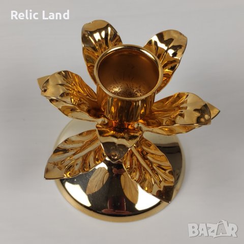 Малък свещник с 24k позлата, снимка 2 - Антикварни и старинни предмети - 43885714